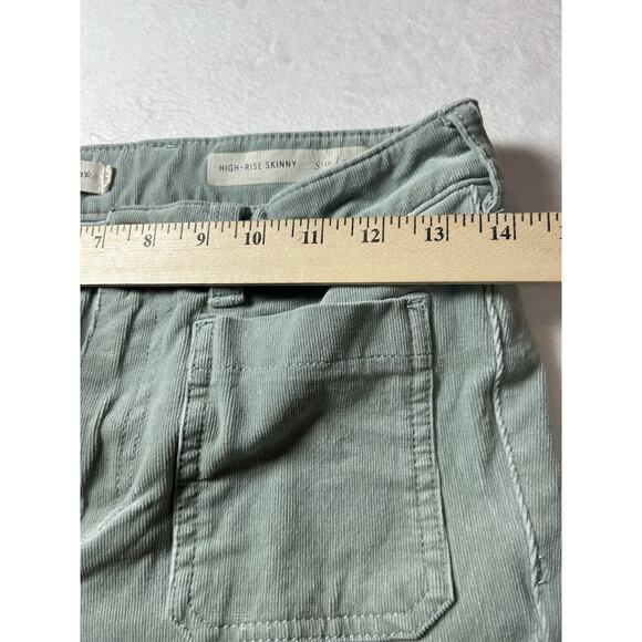 Pilcro Anthropologie greenHigh-Rise Skinny Corduroy Jeans Patch-Pockets Size 26 - Picture 2 of 7